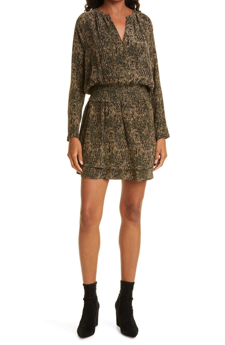 Rails Smocked Olive Static Jasmine Minidress Size M